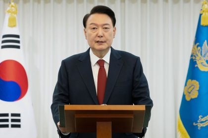 South Korean President Yoon Suk Yeol speaks at the presidential residence in Seoul, South Korea, on December 14, 2024.