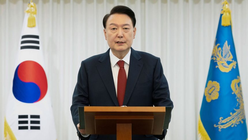 South Korean President Yoon Suk Yeol speaks at the presidential residence in Seoul, South Korea, on December 14, 2024.