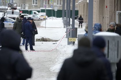 Investigators work at the place where Lt. General Igor Kirillov, the head of Russia's Nuclear, Biological, and Chemical Defence Forces was killed by an explosive device planted close to a residential apartment's block in Moscow