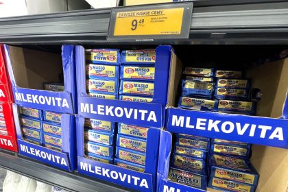 Butter displayed in a grocery store in Warsaw on December 17, 2024.