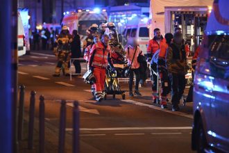 Emergency personnel arrive to help the injured at the Christmas market in Magdeburg, Germany on Friday, December 20.