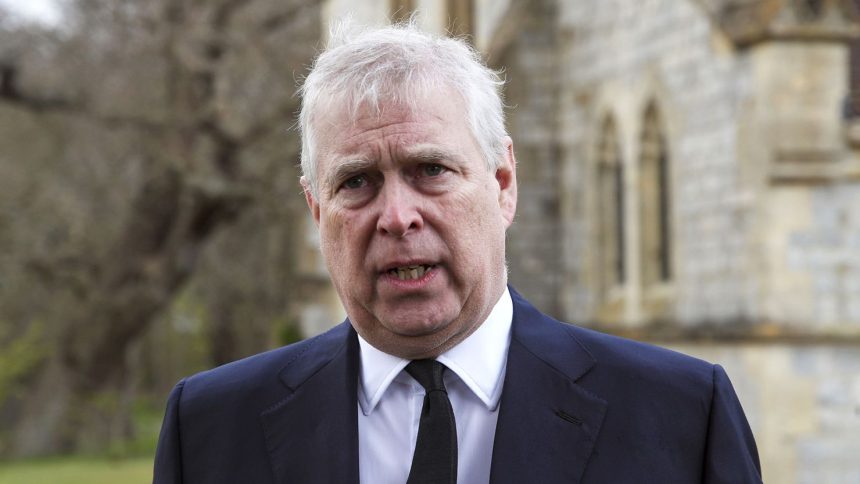 Prince Andrew attends a Sunday service at the Royal Chapel of All Saints in Windsor on April 11, 2021.