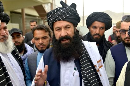 Khalil Haqqani at a press conference in Kabul, Afghanistan in June 2022.