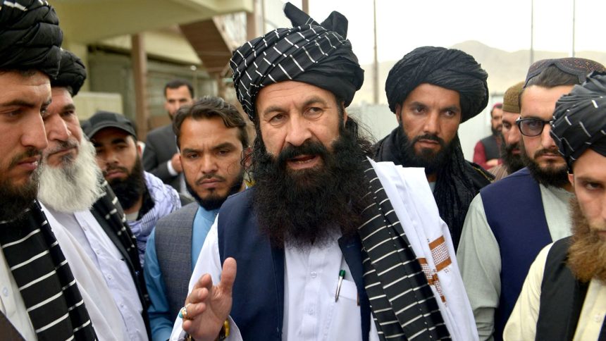 Khalil Haqqani at a press conference in Kabul, Afghanistan in June 2022.