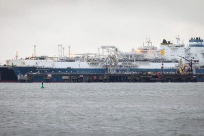 Maria Energy, a tanker carrying liquefied natural gas, is moored in Wilhelmshaven, Germany, in January 2023.