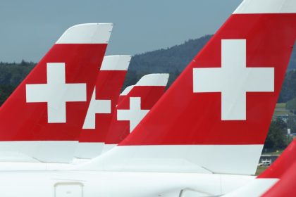 Swiss International Air Lines passenger planes stand on the tarmac at Zurich Airport on June 14, 2021.