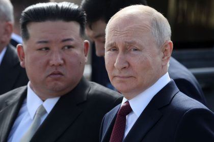 North Korean leader Kim Jong Un and Russian President Vladimir Putin meet in Russia’s Far East in September 2023.