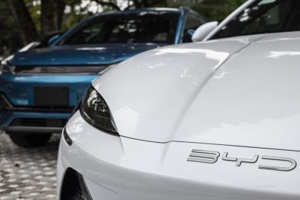 A BYD electric vehicle at a dealership in Sao Paulo, Brazil, seen in October 2023.