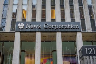 MANHATTAN, NEW YORK, UNITED STATES - 2023/11/21: Marquee at the main entrance to the FOX News Headquarters at NewsCorp Building in Manhattan. (Photo by Erik McGregor/LightRocket via Getty Images)