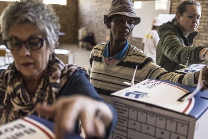 Voters cast their ballots at a polling station in Hopetown on May 29, 2024, during South Africa's general election.