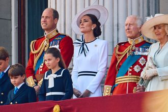 The British royal family pose on the balcony of Buckingham Palace after attending the King's birthday parade "Trooping the Colour" in London on June 15.