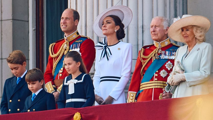 The British royal family pose on the balcony of Buckingham Palace after attending the King's birthday parade "Trooping the Colour" in London on June 15.