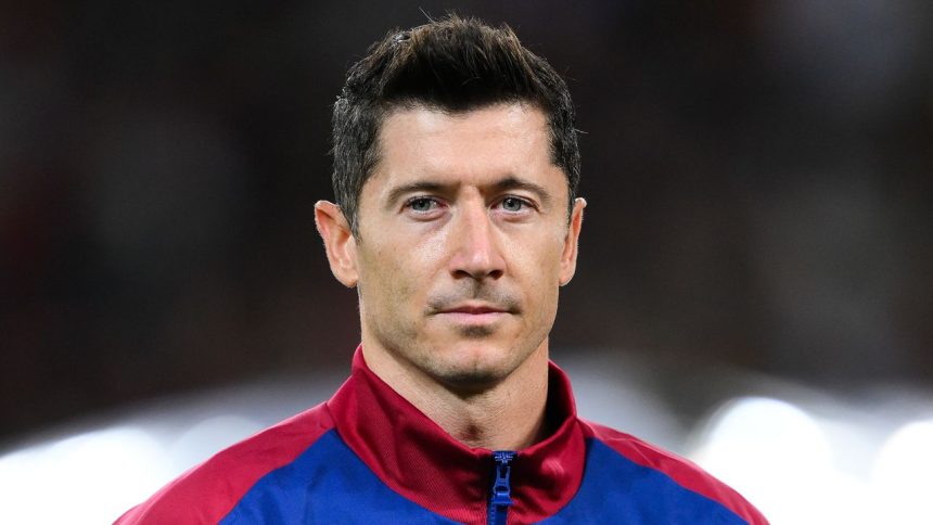 BARCELONA, SPAIN - OCTOBER 01: Robert Lewandowski of  FC Barcelona looks on during the UEFA Champions League 2024/25 League Phase MD2 match between FC Barcelona and BSC Young Boys at Estadi Olimpic Lluis Companys on October 01, 2024 in Barcelona, Spain. (Photo by David Ramos/Getty Images)