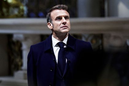 French President Emmanuel Macron during a visit to Notre Dame cathedral on November 29.