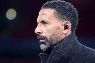 LIVERPOOL, ENGLAND - NOVEMBER 27: Rio Ferdinand looks on ahead of the UEFA Champions League 2024/25 League Phase MD5 match between Liverpool FC and Real Madrid C.F. at Anfield on November 27, 2024 in Liverpool, England. (Photo by Chris Brunskill/Fantasista/Getty Images)