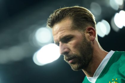 VIENNA, AUSTRIA - NOVEMBER 28: Guido Burgstaller of SK Rapid looks on during the UEFA Conference League 2024/25 League Phase MD4 match between SK Rapid and Shamrock Rovers FC at Allianz Stadion on November 28, 2024 in Vienna, Austria. (Photo by Christian Bruna/Getty Images)