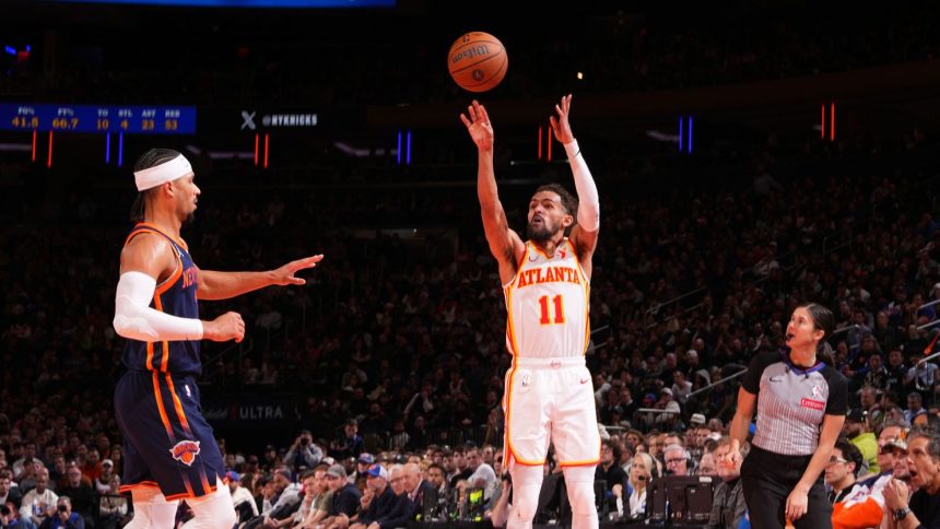 Trae Young and the Atlanta Hawks eliminate the New York Knicks from the NBA Cup at Madison Square Garden in New York.