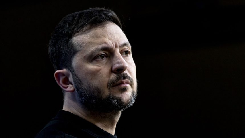 Ukrainian President Volodymyr Zelensky addresses a press conference during his visit at the European Council Summit in Belgium on December 19, 2024.