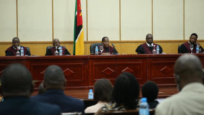 Mozambican Constitutional Council President Lucia Ribeiro (C) announce the results of the 2024 presidential elections in Maputo on December 23, 2024.