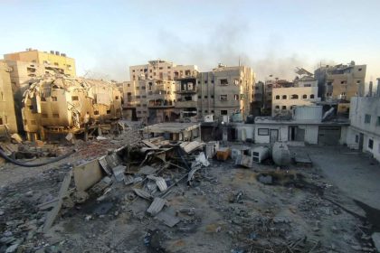 The courtyard of Kamal Adwan Hospital following an Israeli attack on it and its surrounding buildings in Beit Lahia, Gaza on December 25, 2024.