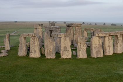 The ancient monument of Stonehenge is viewed from a hot air ballon on September 7, 2016, in Wiltshire, England.