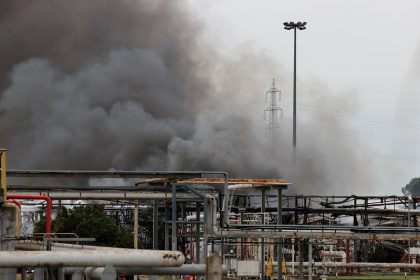 Clouds of smoke rise following an explosion at the ENI facility in Calenzano, near Florence, Italy, on December 9, 2024.