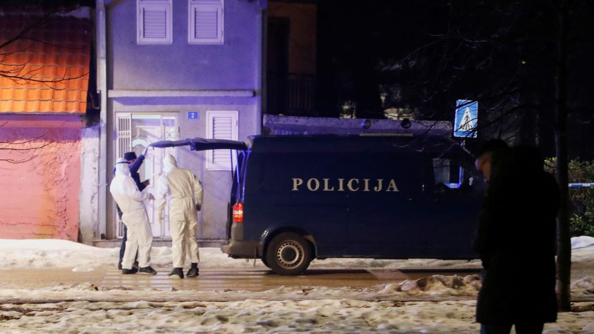 Forensics prepare to work at the scene where a gunman opened fire in a bar in Cetinje, Montenegro, on January 1, 2025.