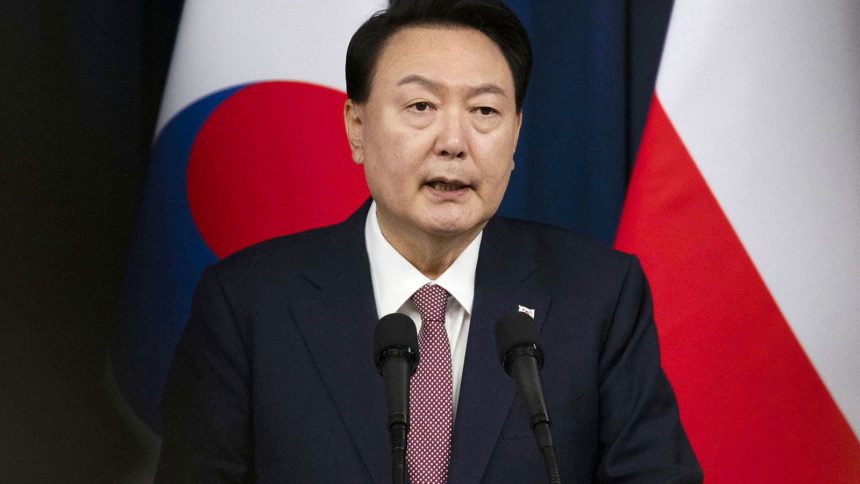 South Korean President Yoon Suk Yeol speaks during a  press conference in Seoul on October 24.