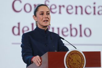 Mexico's President Claudia Sheinbaum addresses a conference in Mexico City.