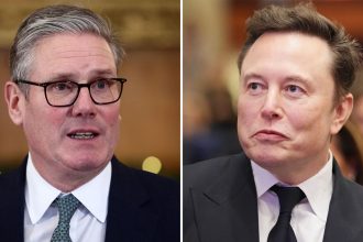 Elon Musk (right) has waged an angry and predominantly one-way feud with British Prime Minister Keir Starmer.