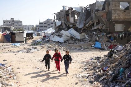 Palestinian children in Jabalya, in northern Gaza last week.