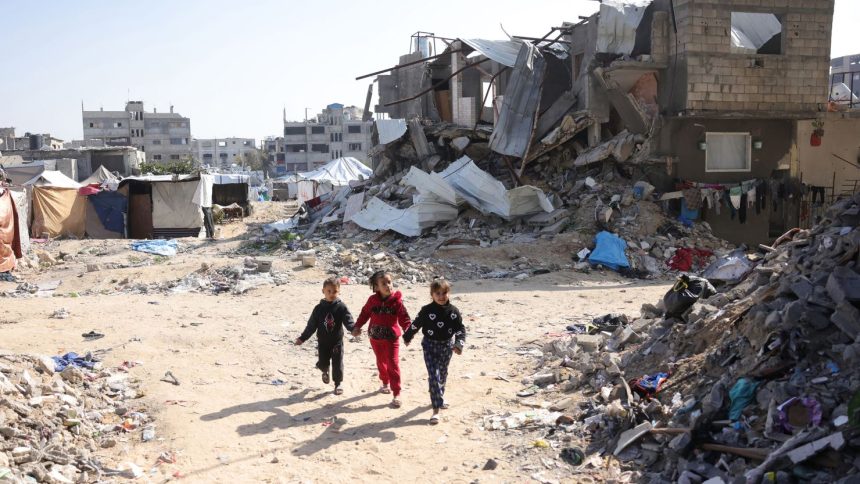 Palestinian children in Jabalya, in northern Gaza last week.