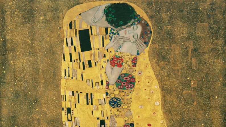 "The Kiss" by Gustav Klimt (1908) "The Kiss" is notable for its heavy use of gold foil. It was produced at the height of Klimt's so-called "Golden Period," and is one of the world's most famous paintings. Scroll through the gallery to view nine more artworks that inspire romance.