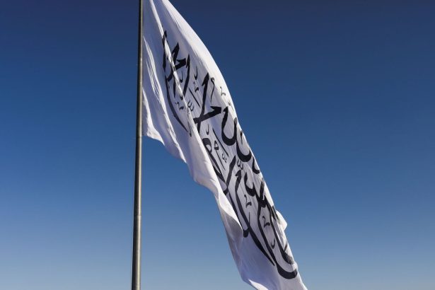 The Taliban flag is seen in Kabul, Afghanistan, on March 31, 2022.