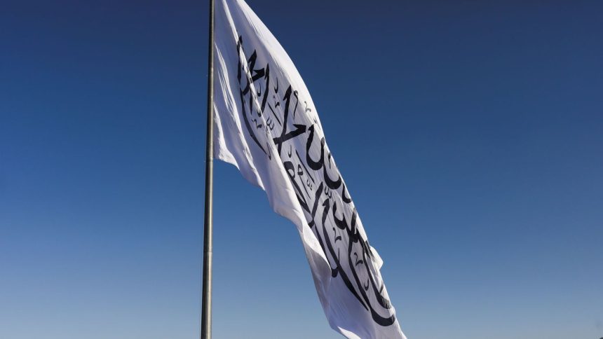 The Taliban flag is seen in Kabul, Afghanistan, on March 31, 2022.