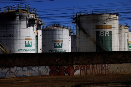 Tanks belonging to Brazil's state-run Petrobras oil company in Brasilia, Brazil, on June 17, 2022.