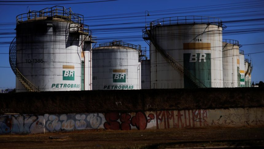 Tanks belonging to Brazil's state-run Petrobras oil company in Brasilia, Brazil, on June 17, 2022.