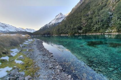 In New Zealand’s Nelson Lakes National Park, about 1,200 meters (4,000 feet) above sea level and a two-day hike from nearest civilization, lies Rotomairewhenua, or Blue Lake.