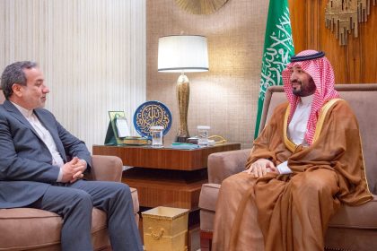 Saudi Crown Prince Mohammed bin Salman receives Iranian Foreign Minister Abbas Araqchi in Riyadh, Saudi Arabia on October 9.