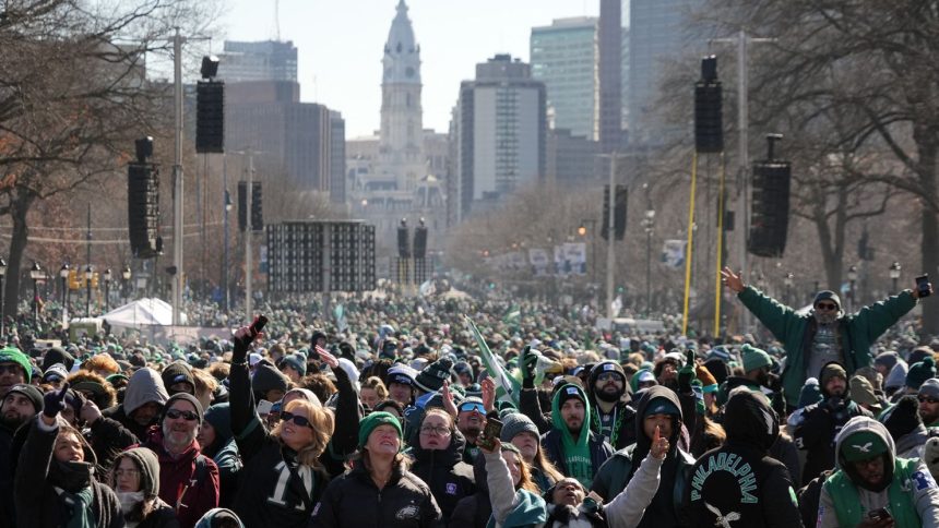 With the city prepared to welcome a million people, many fans turned out to celebrate the Eagles' Super Bowl LIX victory on Friday.