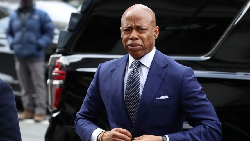 New York City Mayor Eric Adams arrives at the United States District Court for the Southern District of New York, February 19.