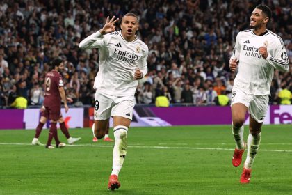 Kylian Mbappé's hat-trick was his first in Europe for Real Madrid, having joined on a free transfer from PSG in the summer.