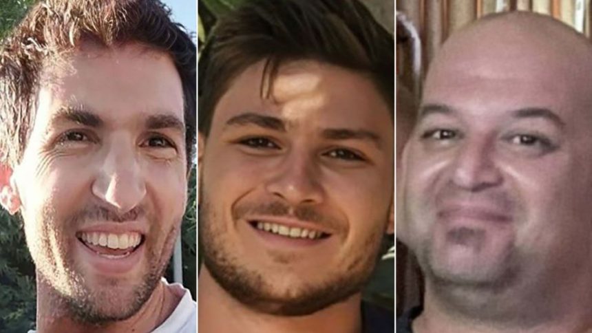 Israel said Palestinian militants in Gaza will release American-Israeli Sagui Dekel-Chen (left), Russian-Israeli Alexandre Troufanov (center) and Argentinian-Israeli Iair Horn (right).