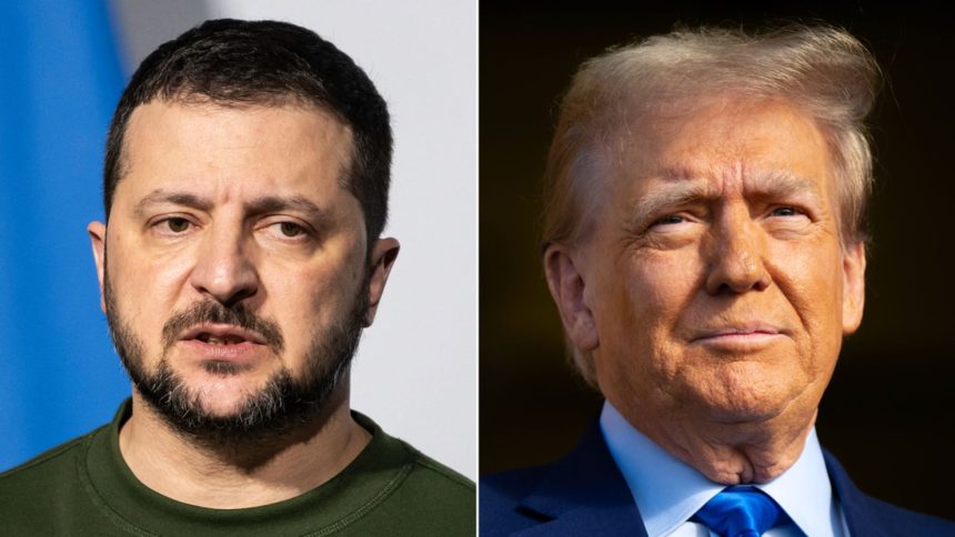 Ukrainian leader Volodymyr Zelensky, left, and former US President Donald Trump.