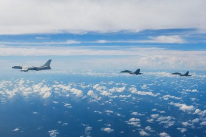 Chinese military aircraft conduct a joint combat training exercises around Taiwan on August 7, 2022.