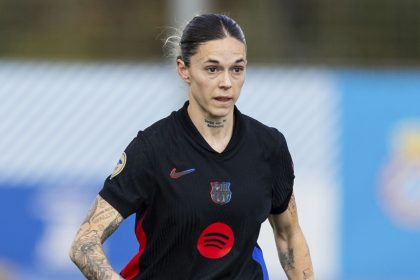 Mapi León appears in the recent league game between Barcelona and Espanyol.