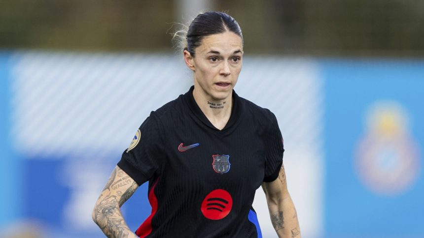 Mapi León appears in the recent league game between Barcelona and Espanyol.