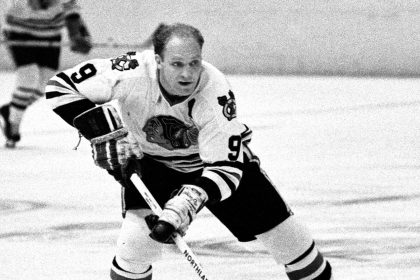 Chicago Blackhawks Bobby Hull during a 1969 game in Oakland, California.