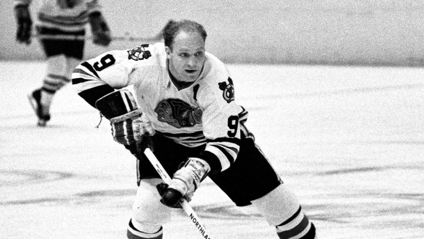 Chicago Blackhawks Bobby Hull during a 1969 game in Oakland, California.