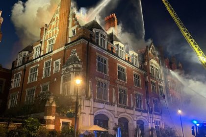 Firefighters put out the blaze on London's Chiltern Street on Friday.